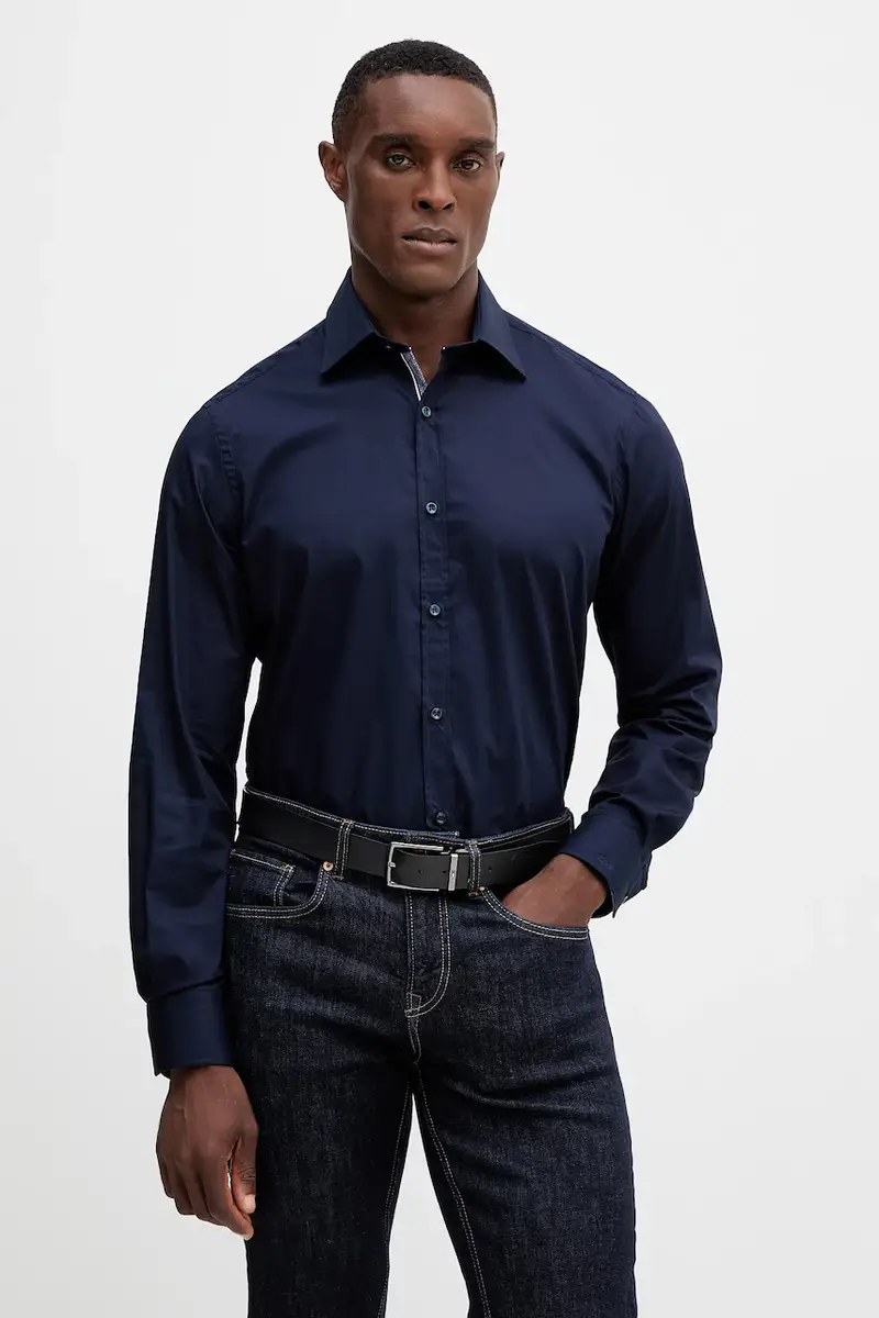 camicia in cotone uomo colore blu navy 15313041CF