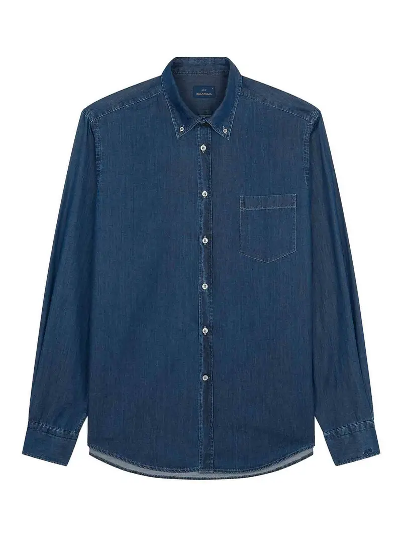 Camicia Uomo In Denim Blu