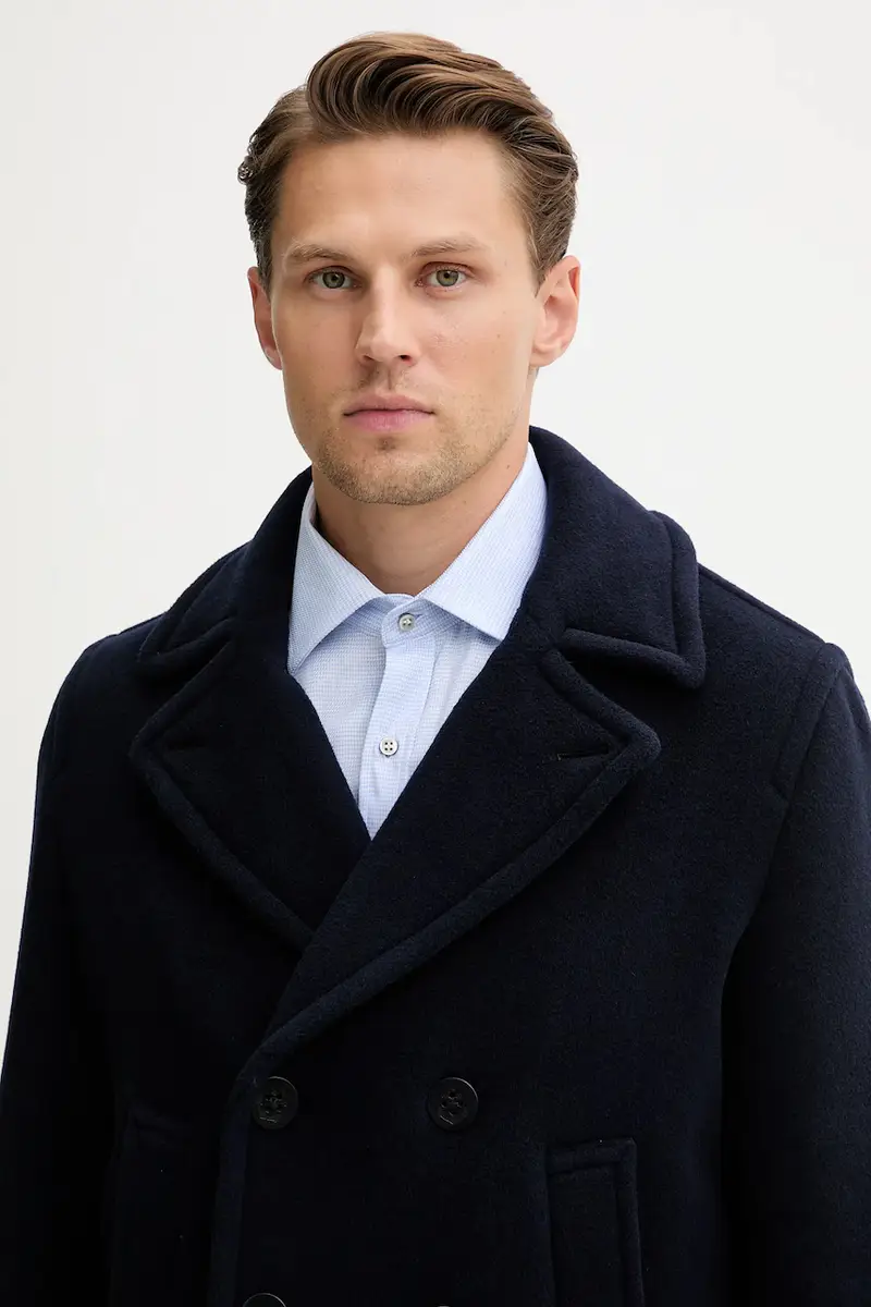 cappotto in lana Blu navy miniatura 4