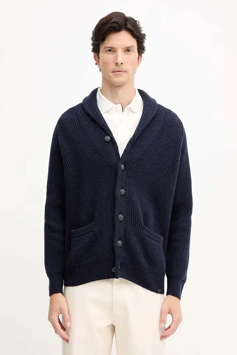 cardigan con lana colore blu navy 15311248