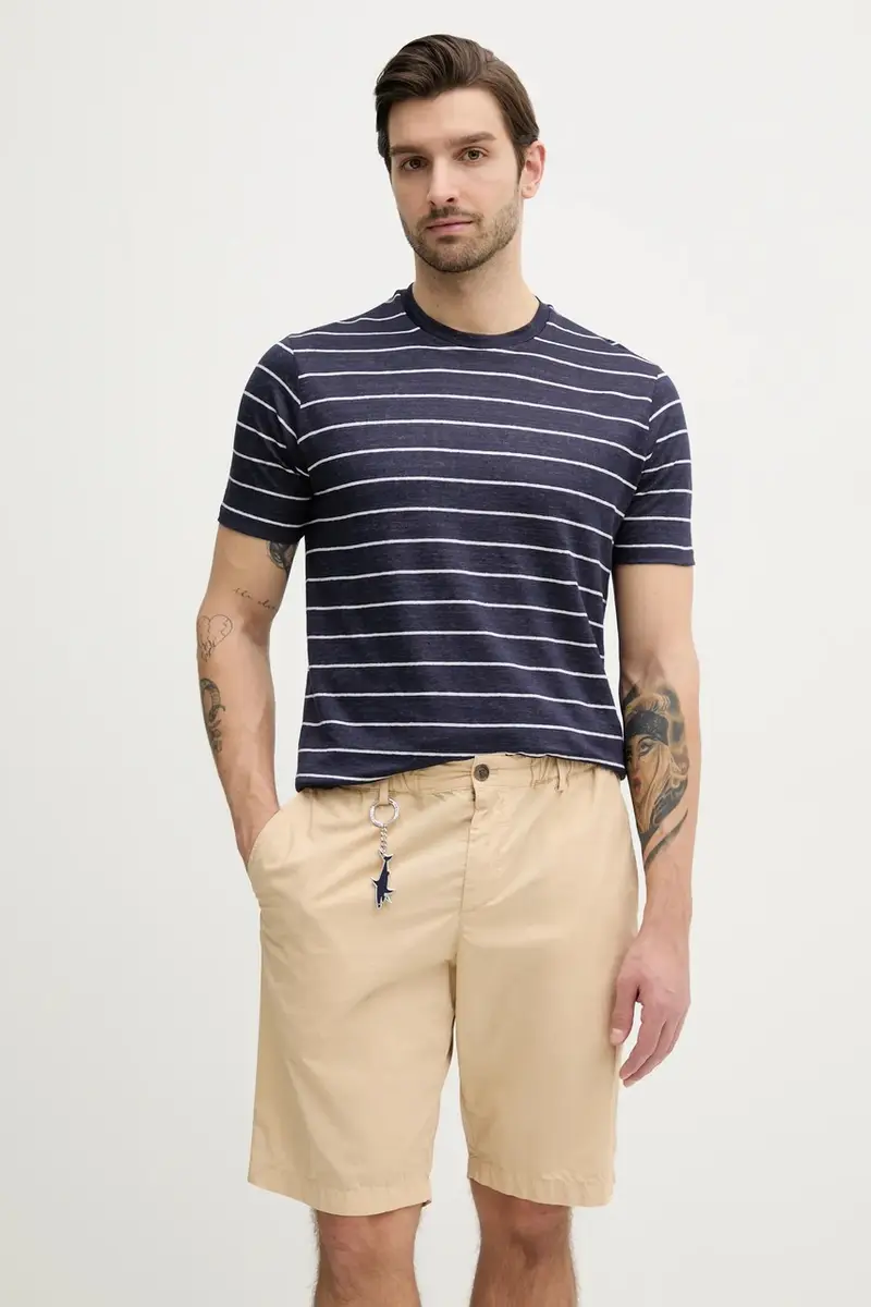 maglietta in lino uomo colore blu navy 25411024