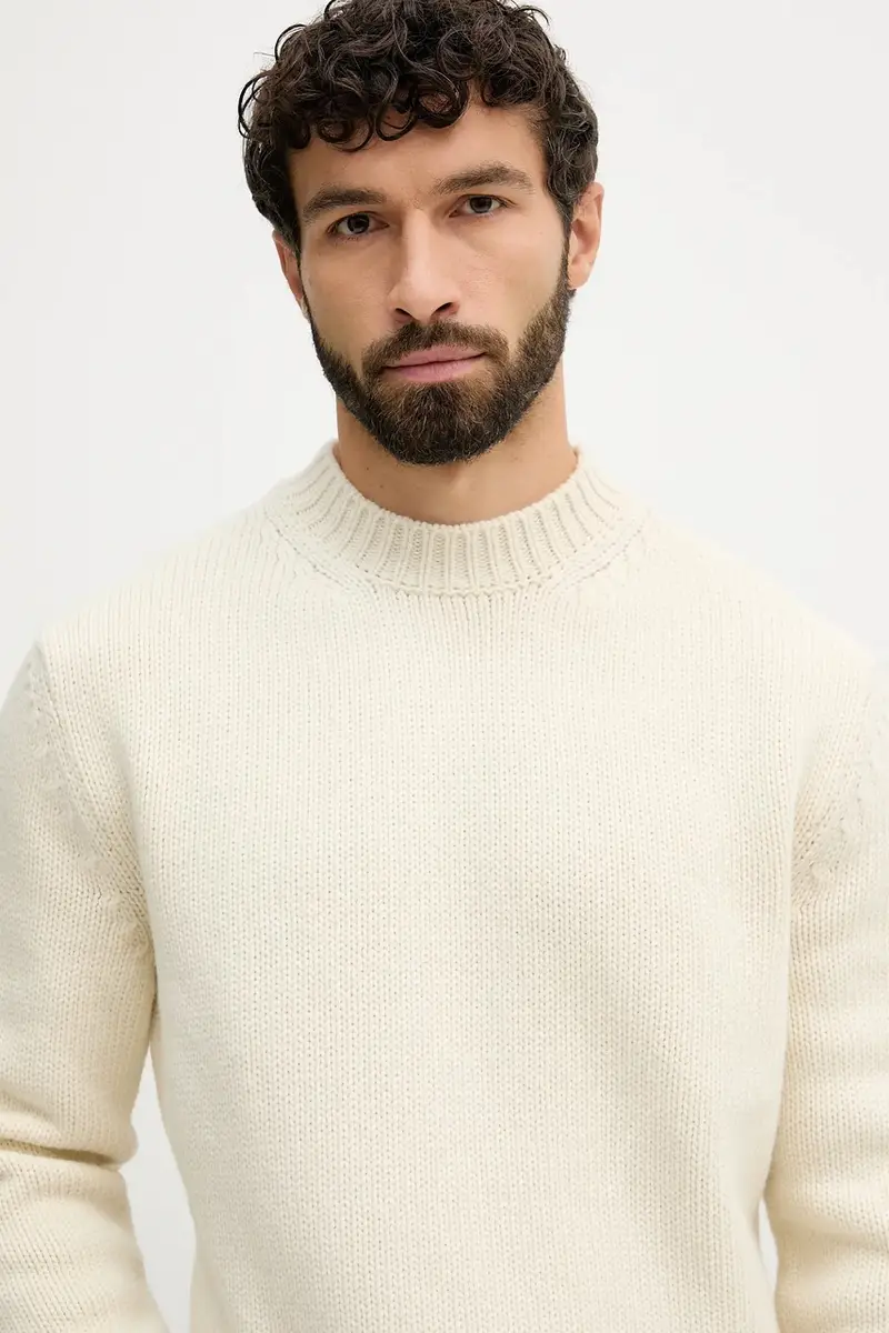 maglione con lana colore beige 15311054 miniatura 4