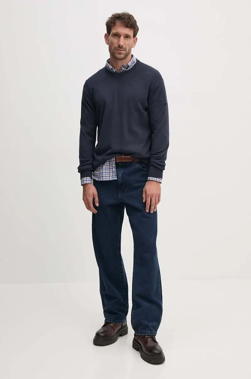 maglione in lana uomo colore blu navy 11311001 miniatura 2