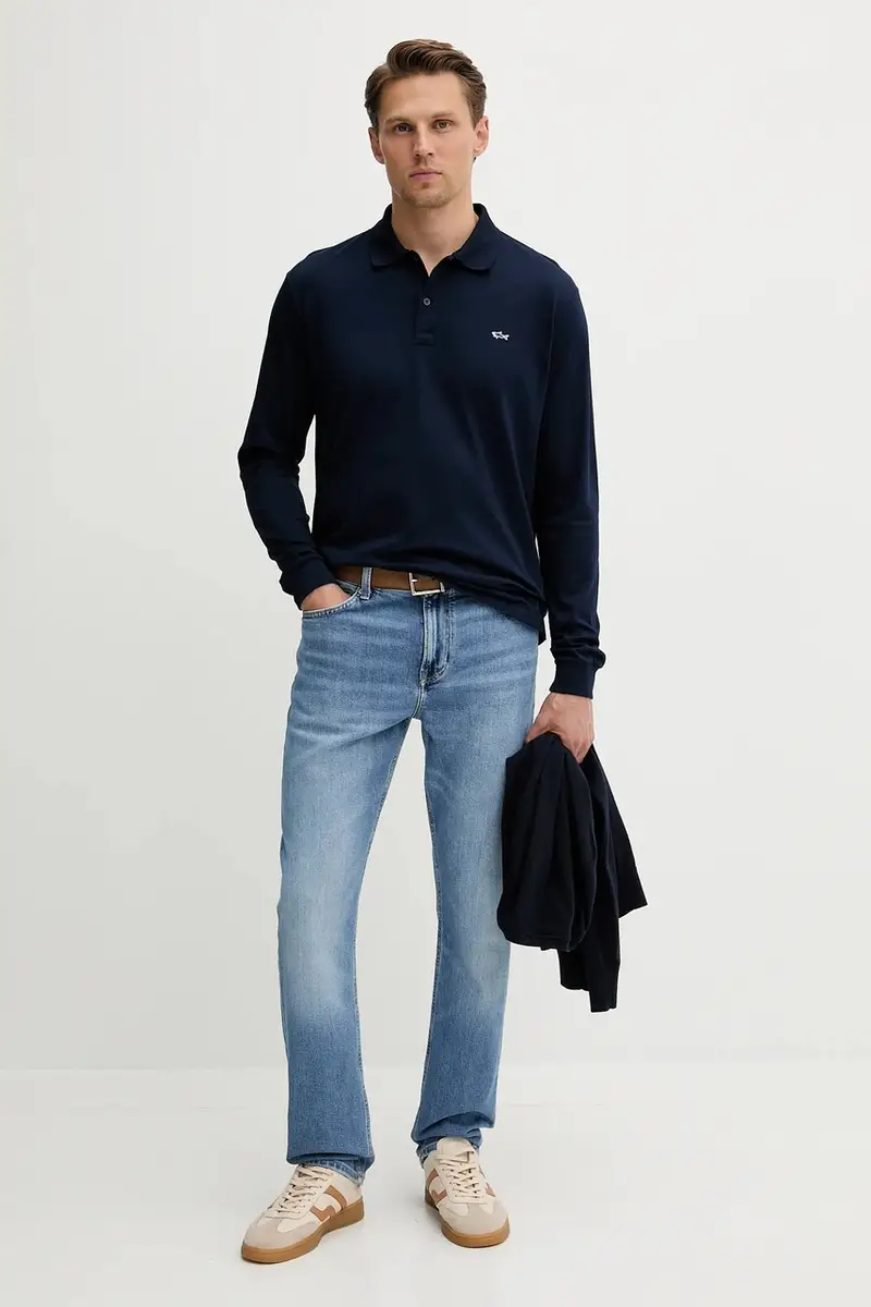 top a maniche lunghe in cotone Knitwear colore blu navy 99311003 miniatura 2