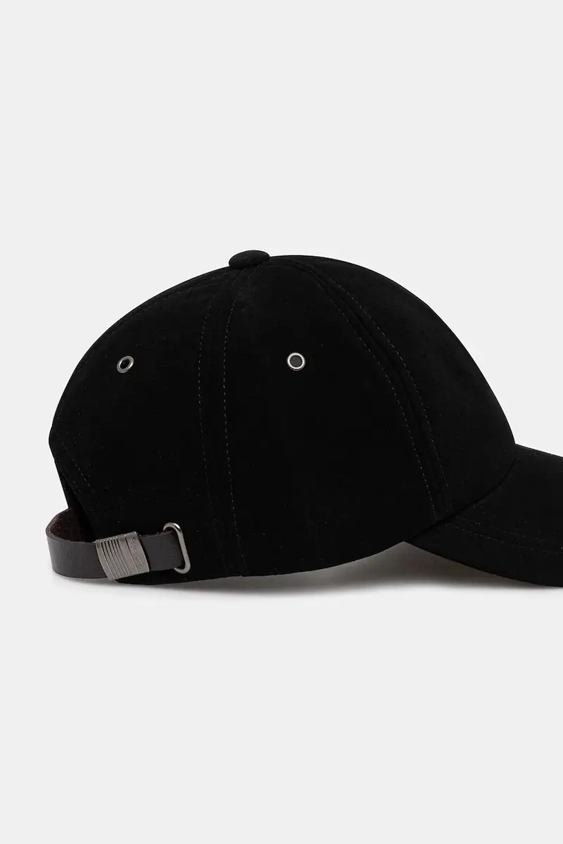 berretta con visiera in pelle scamosciata Nero miniatura 3