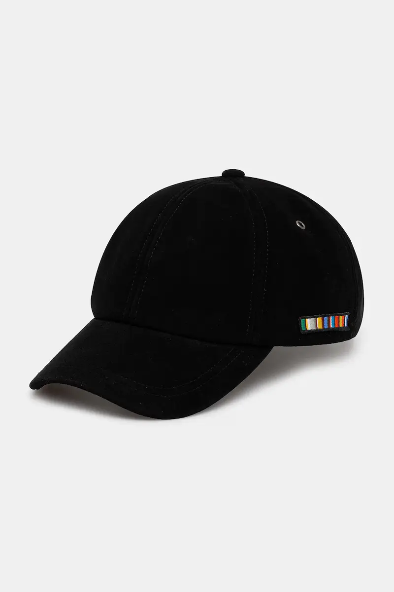 berretta con visiera in pelle scamosciata Nero