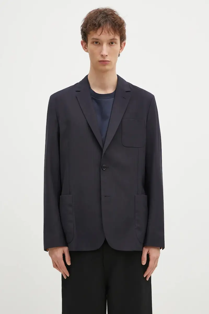 blazer con aggiunta di lana colore blu navy M1R-2321-P02571