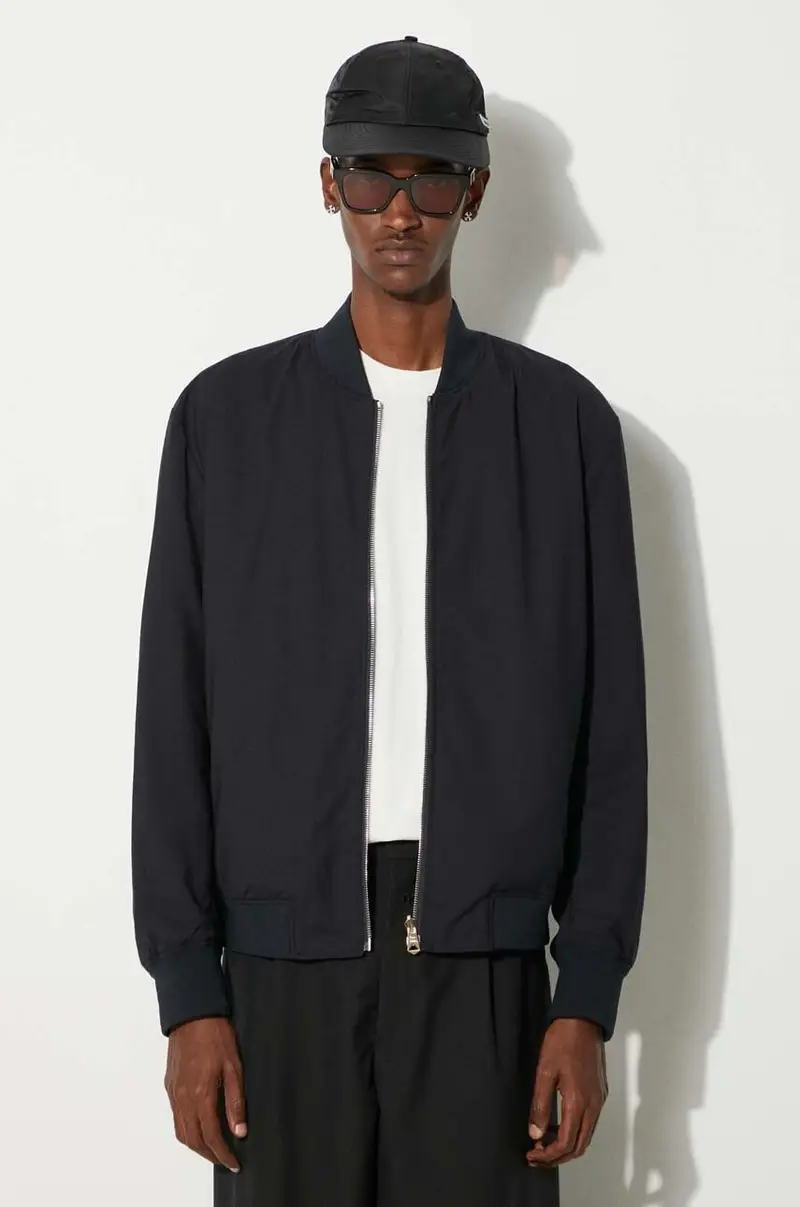 bomber in lana double-face colore blu navy M1R-052Z-N02212