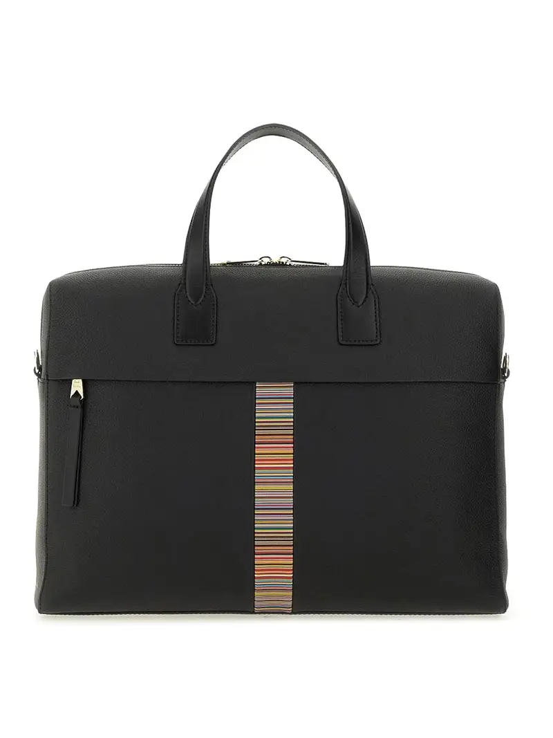 Borsa a strisce logata Nero