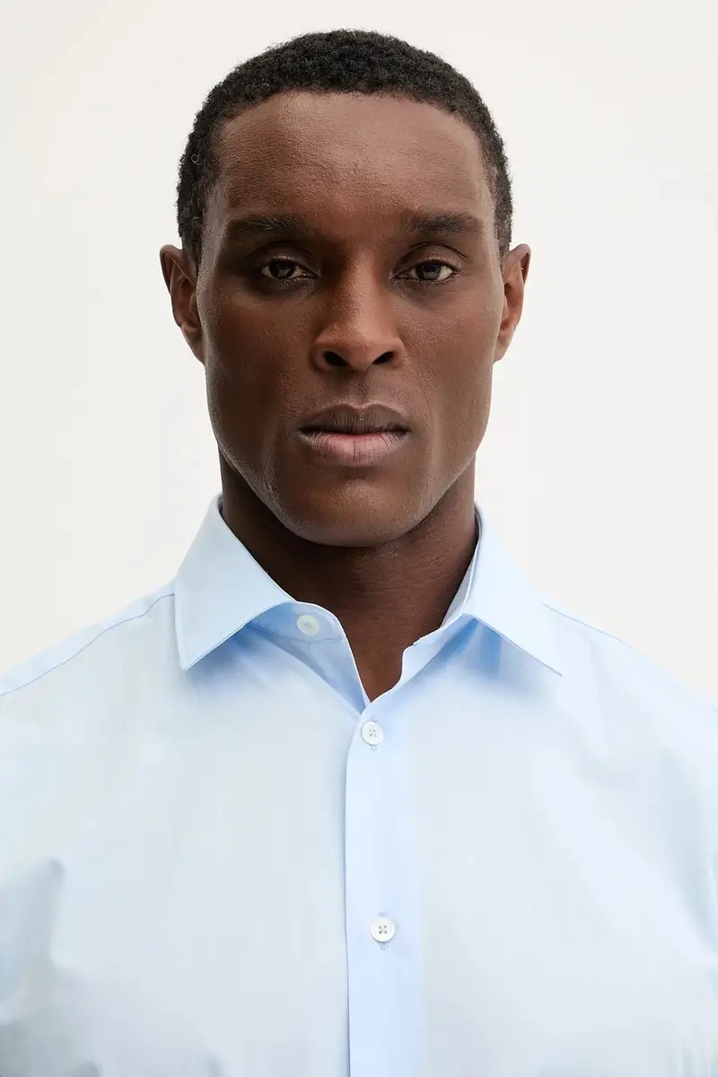 camicia in cotone Blu miniatura 4