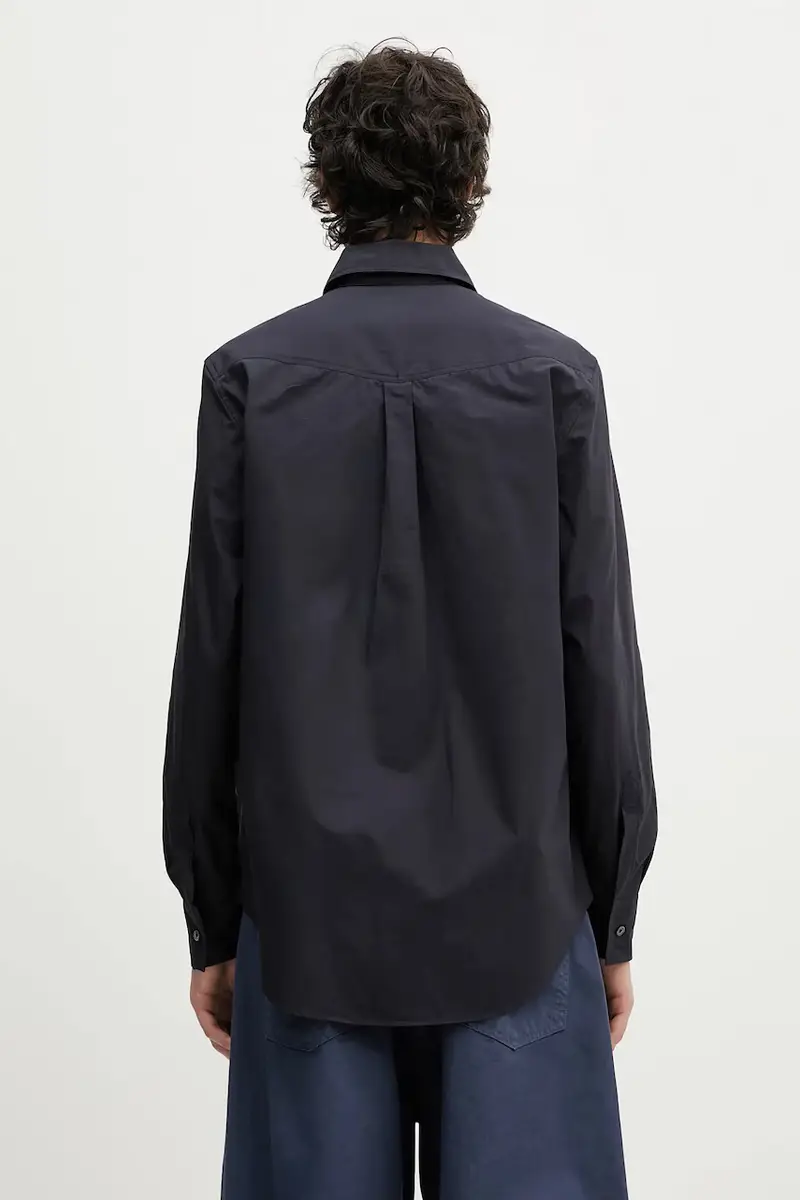 camicia in cotone Blu navy miniatura 3