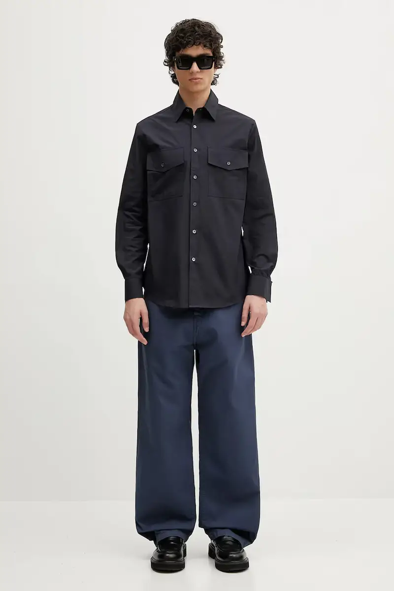 camicia in cotone Blu navy miniatura 5