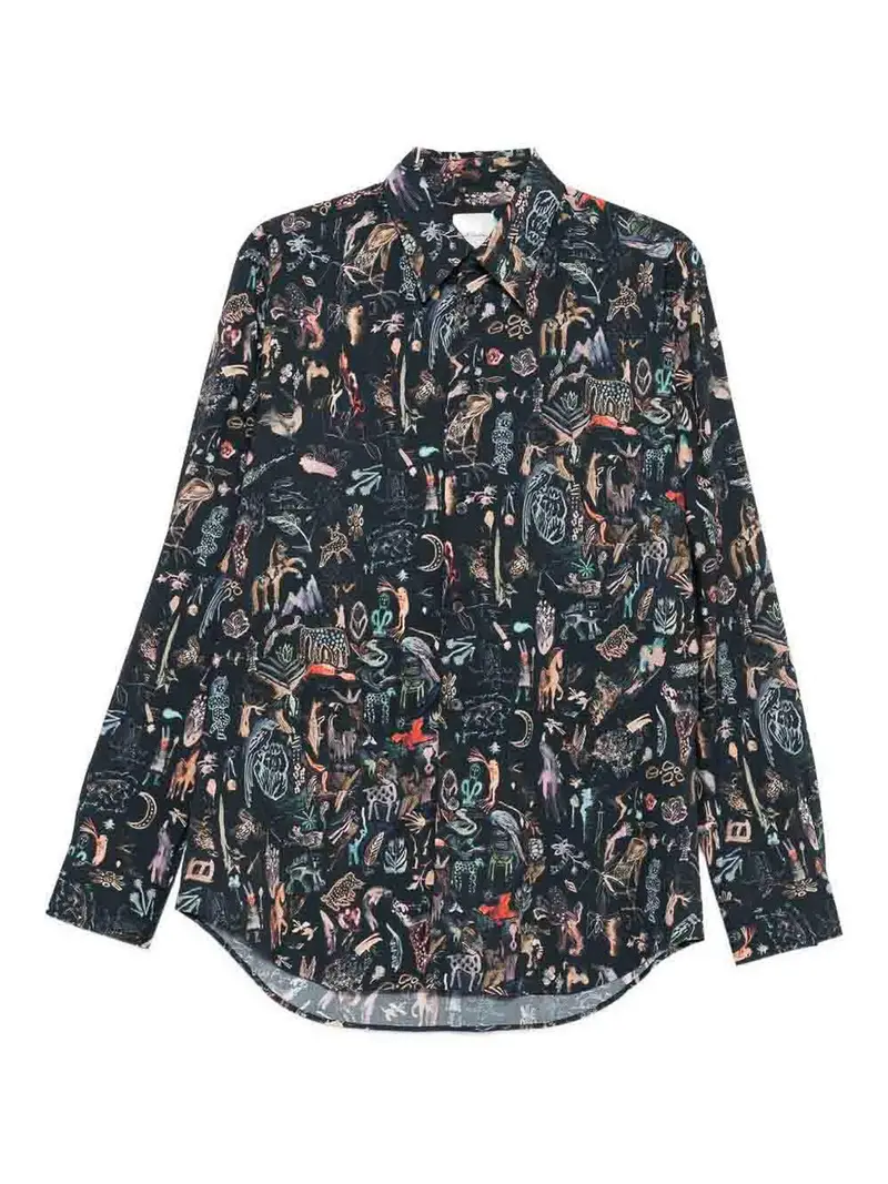 Camicia in cotone stampato Blu