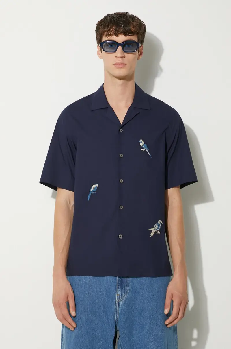 camicia in cotone uomo colore blu navy M1R-905UE-N01592