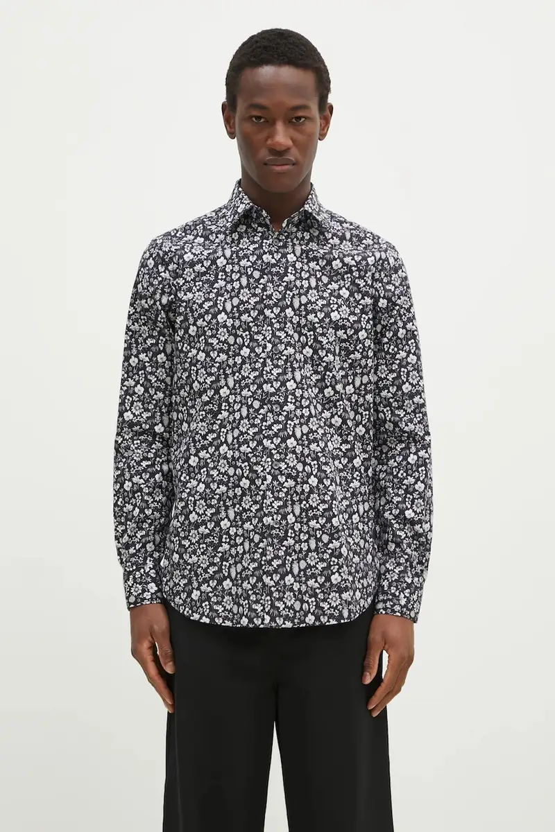 camicia in cotone uomo colore nero M1R-800P-P02609