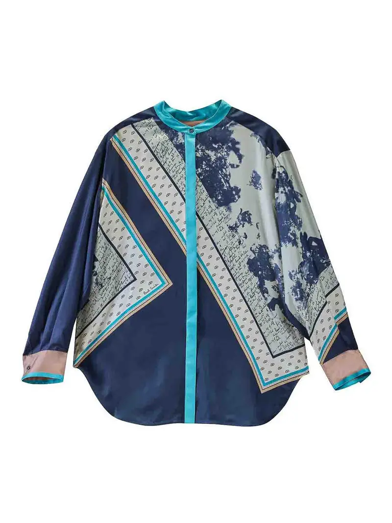 Camicia Stampa Foulard Blu