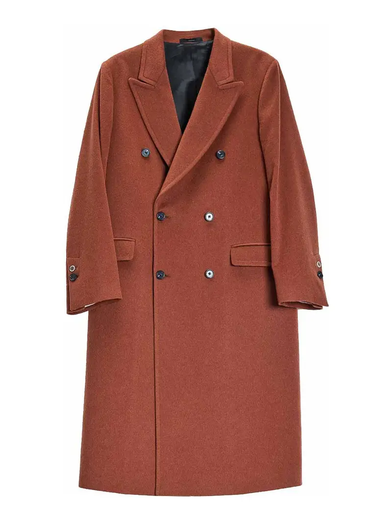 Cappotto Doppio Petto Lana E Cachemire Rosso