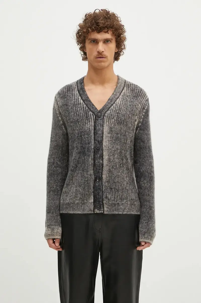 cardigan con aggiunta di lana colore grigio M1R-917Y-N02506