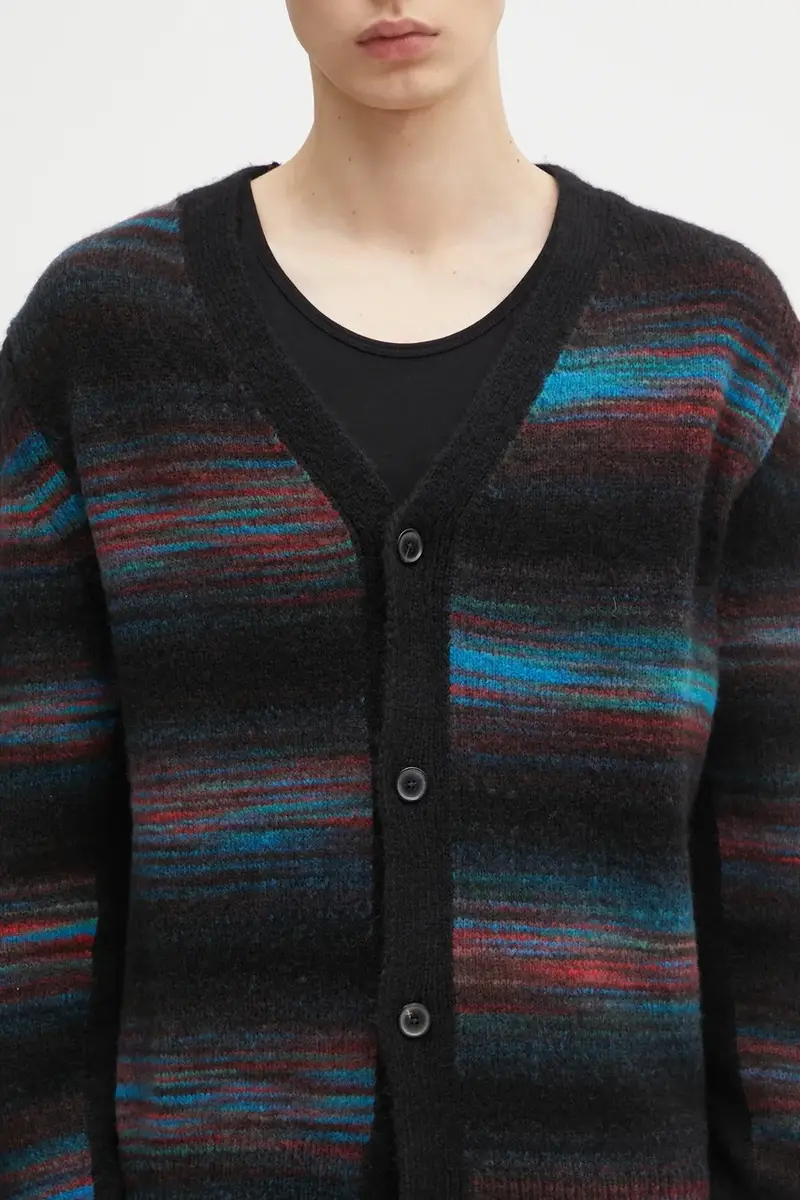cardigan con lana 0 colore nero M1R-568Z-T02830 miniatura 4