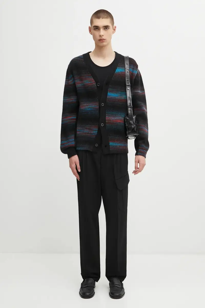 cardigan con lana 0 colore nero M1R-568Z-T02830 miniatura 5