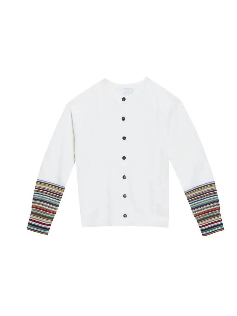 Cardigan Merinos Maniche Stripes Multicolore