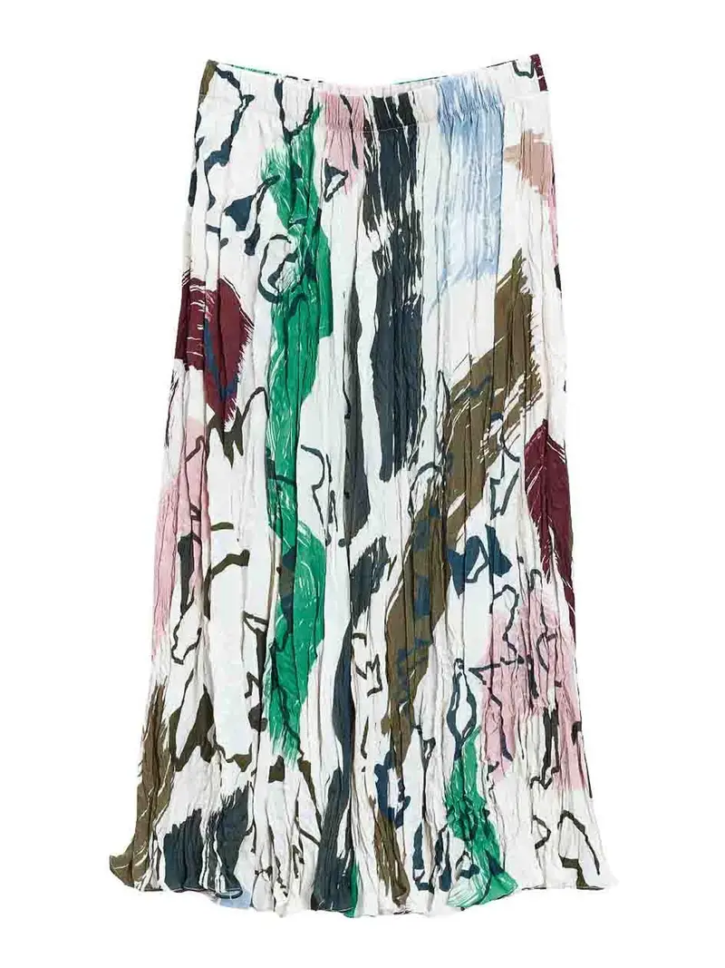 Gonna Pieghe Fantasia Pittori Multicolore