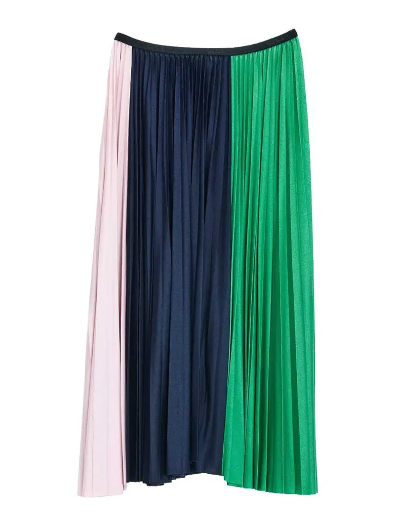 Gonna Pieghe Tricolore Multicolore