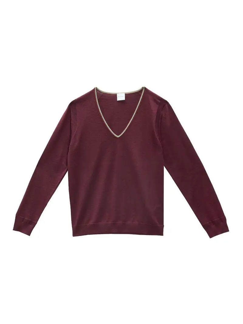 Maglia A V Merinos Extrafine Rosso Scuro