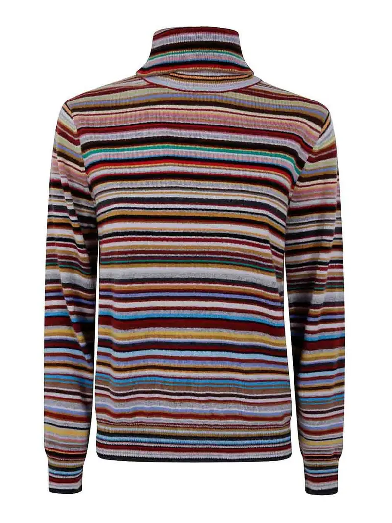 Maglione dolcevita a righe iconiche Multicolore
