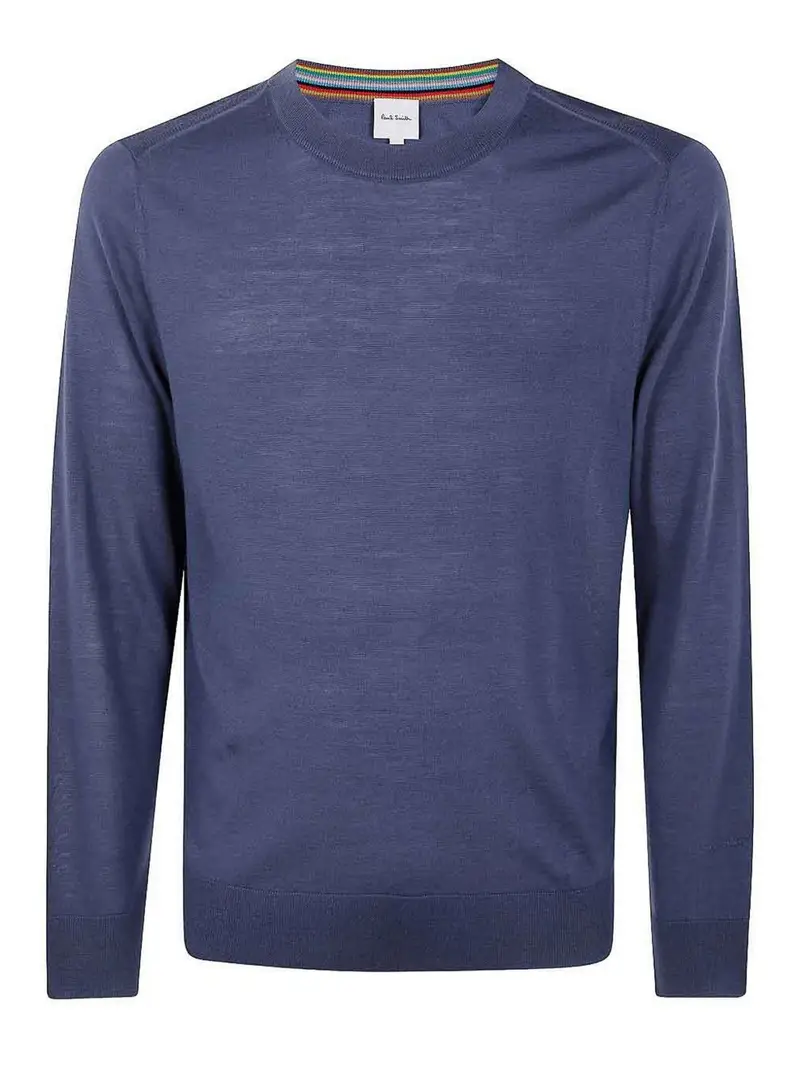 Maglione Girocollo In Lana Blu
