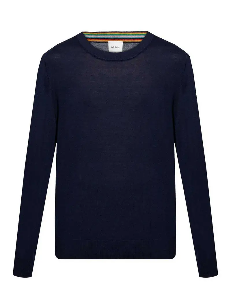 Maglione Girocollo In Lana Blu