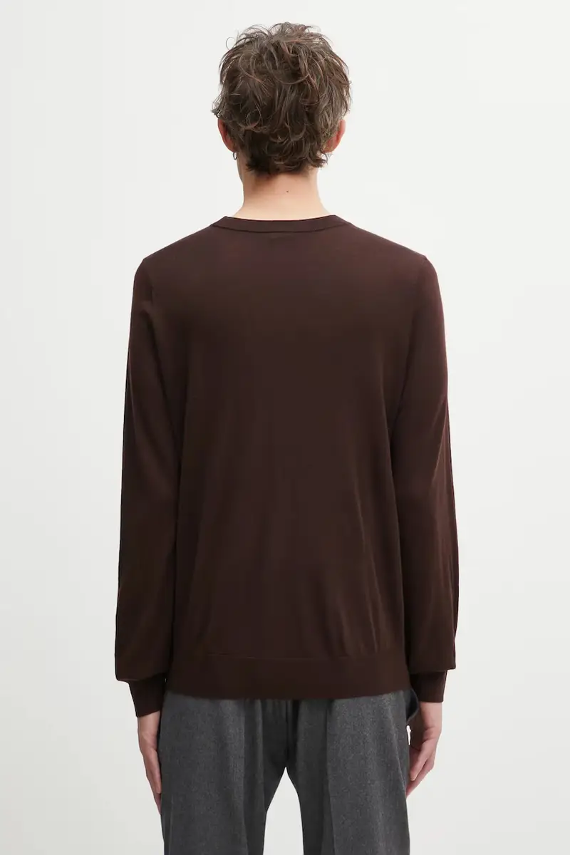 maglione in lana uomo colore nero M1R-238Z-P02093 Marrone miniatura 3