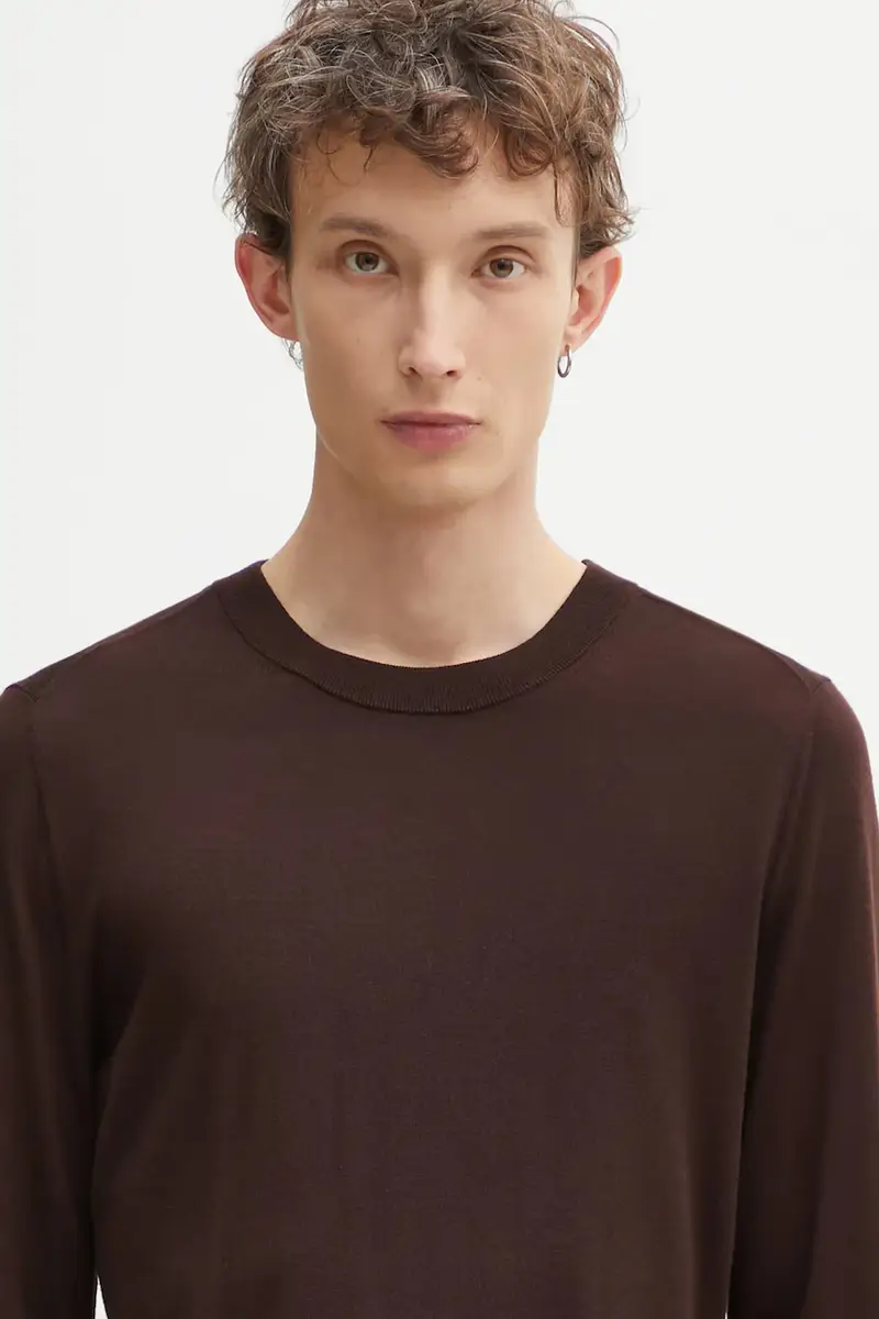 maglione in lana uomo colore nero M1R-238Z-P02093 Marrone miniatura 4