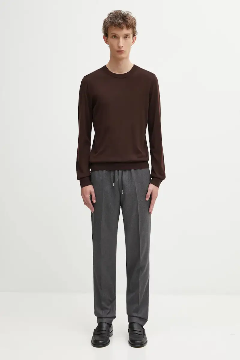 maglione in lana uomo colore nero M1R-238Z-P02093 Marrone miniatura 5