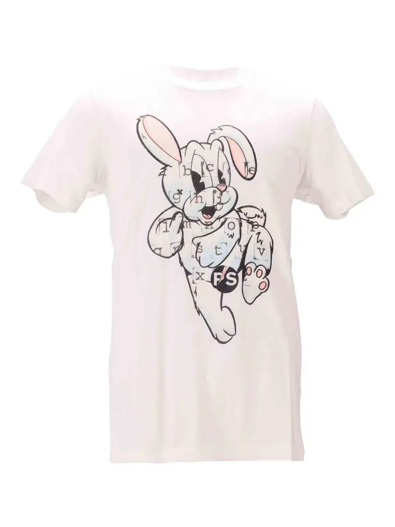 Mens Slimt Fit Ss Thirt Bunny Bianco