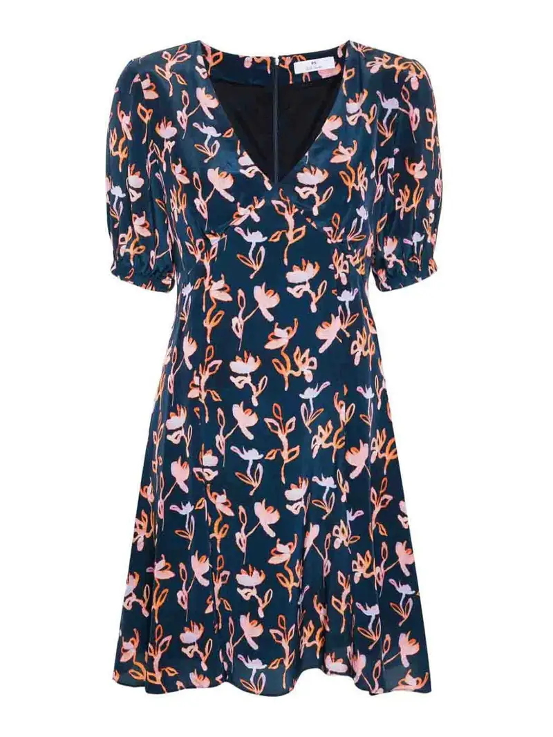 Miniabito con stampa astratta Blu scuro