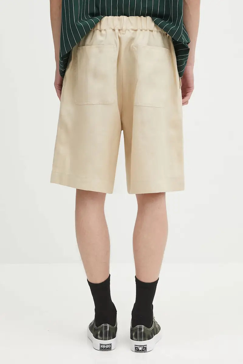 pantaloncini in lino Beige miniatura 3