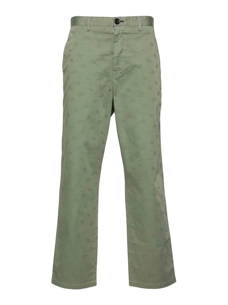 Pantaloni dritti in jacquard con monogramma Verde