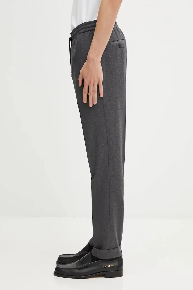 pantaloni in lana colore nero M1R-921T-N00109 Grigio miniatura 2