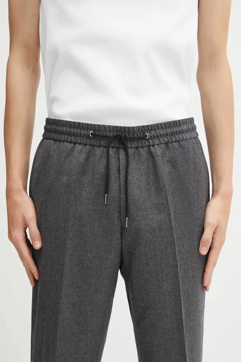 pantaloni in lana colore nero M1R-921T-N00109 Grigio miniatura 4