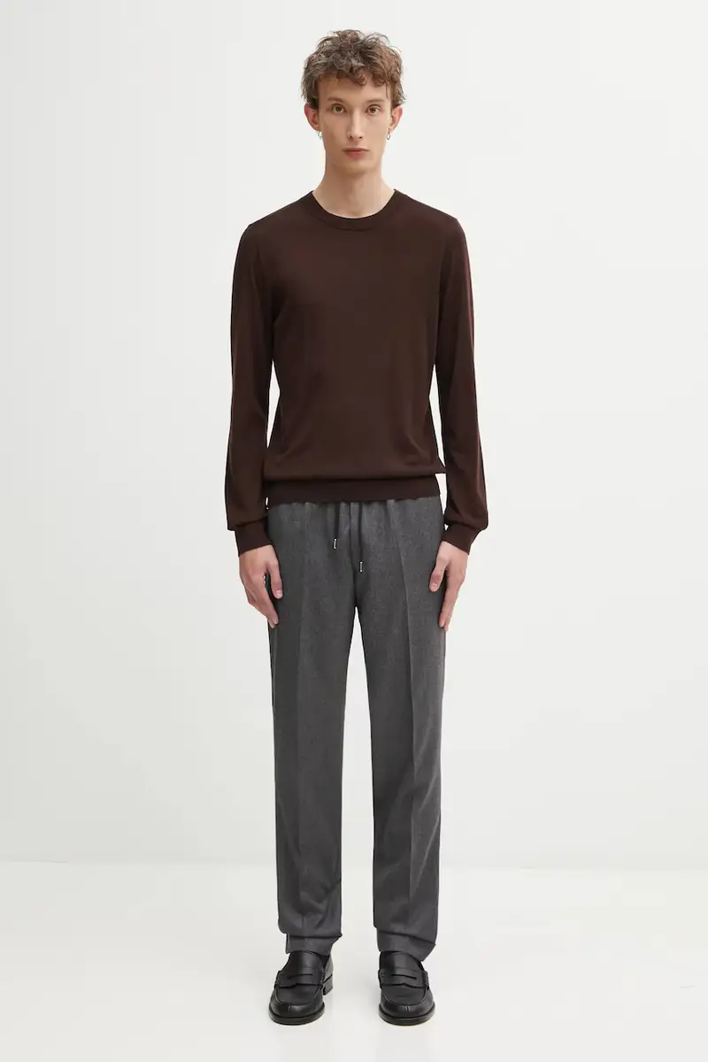 pantaloni in lana colore nero M1R-921T-N00109 Grigio miniatura 5