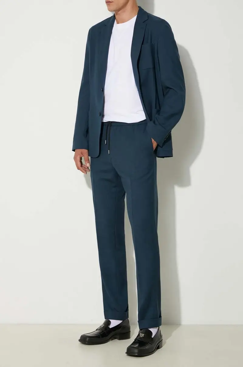 pantaloni in lana colore verde M1R-921T-G00001 Blu