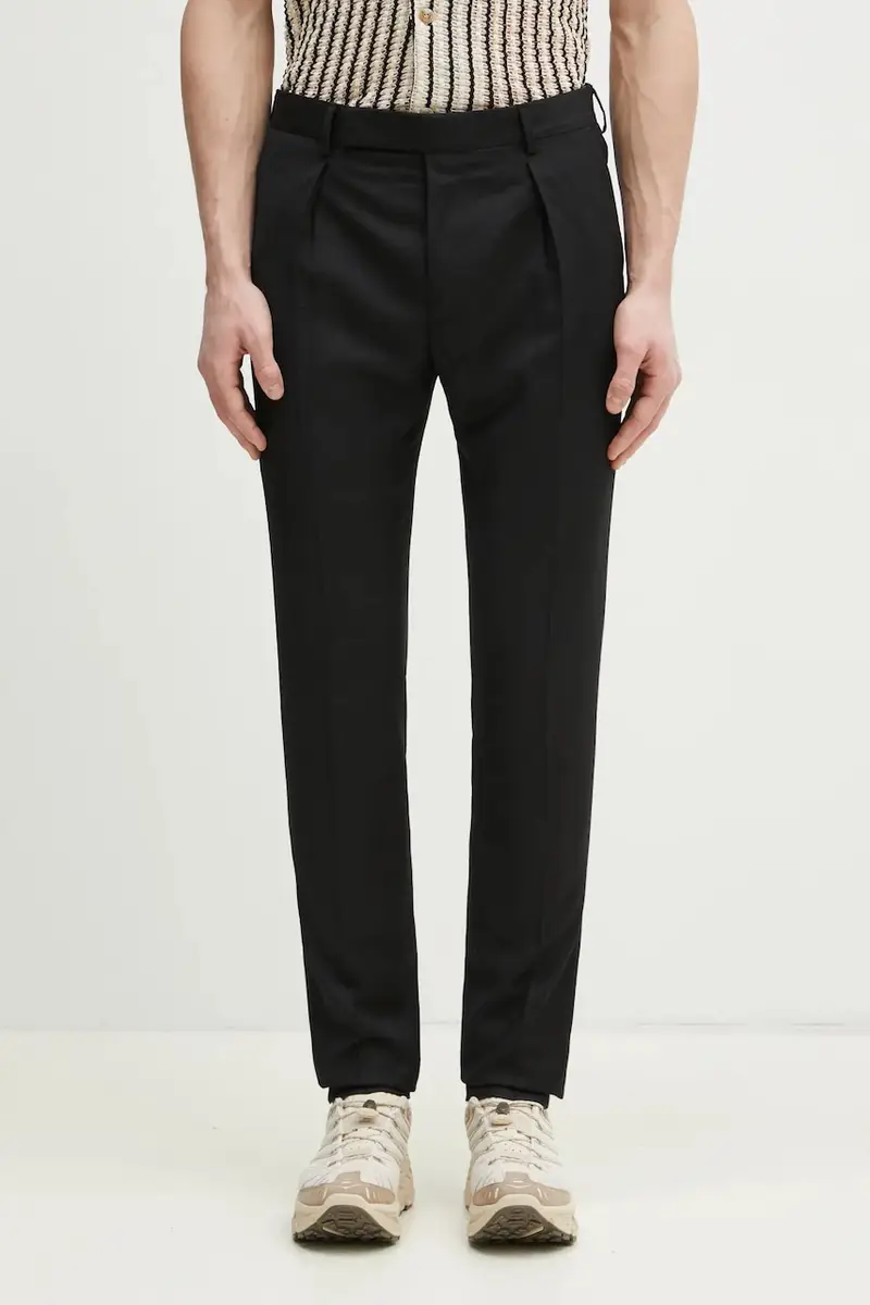 pantaloni in lana uomo colore nero M1R-719X-N00109