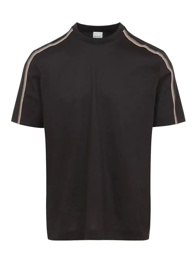 T-shirt con dettagli in nastro a righe Tortora