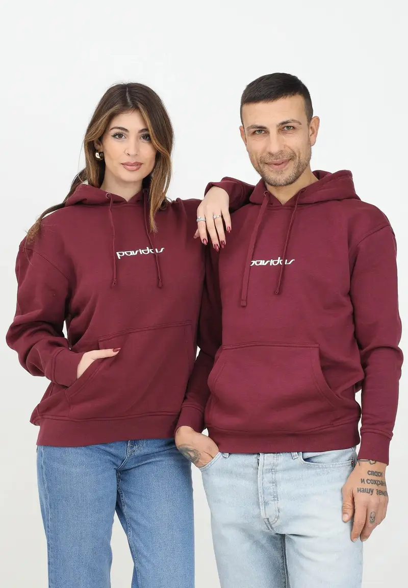 Pavidas Felpa con cappuccio bordeaux per uomo e donna in cotone miniatura 2