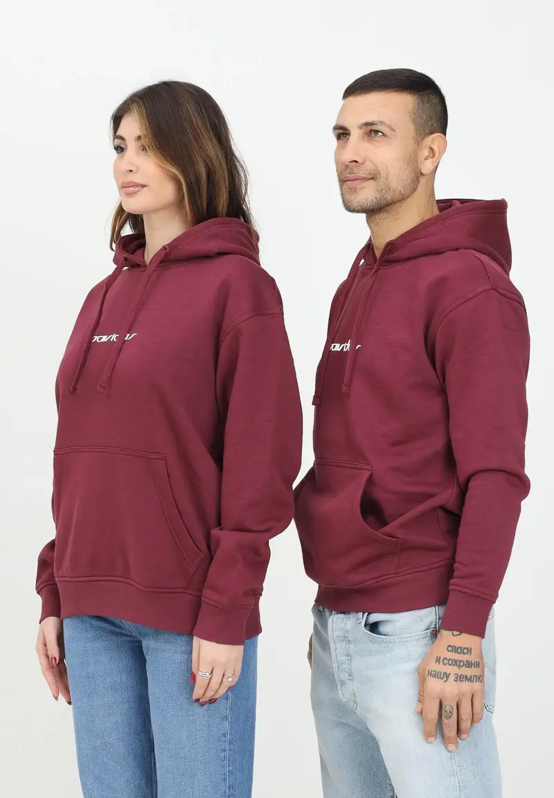 Pavidas Felpa con cappuccio bordeaux per uomo e donna in cotone