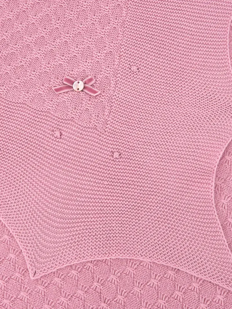 Coperta Dama in maglia rosa neonata miniatura 2