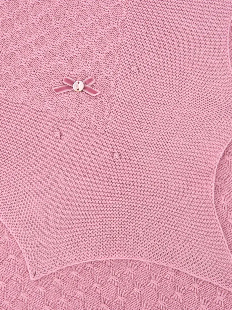 Coperta Dama in maglia rosa neonata miniatura 3