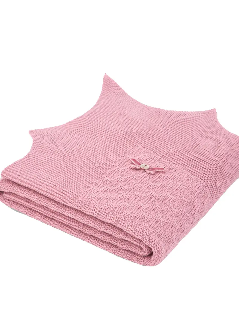 Coperta Dama in maglia rosa neonata