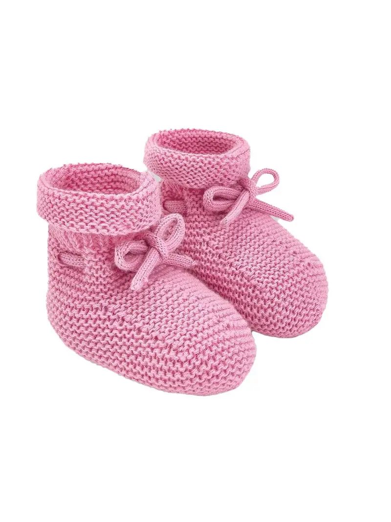 Scarpina fucsia in maglia con fiocco regolabile miniatura 2